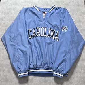 Vintage UNC Tarheels Light Blue Team Edition Windbreaker Pullover Zip Size XL